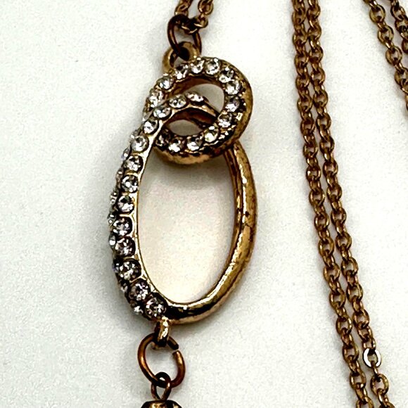 Whimsy Art Deco Revival Pendant Necklace Long Tassel Chain Retro Vibe Grannycore - Picture 4 of 7